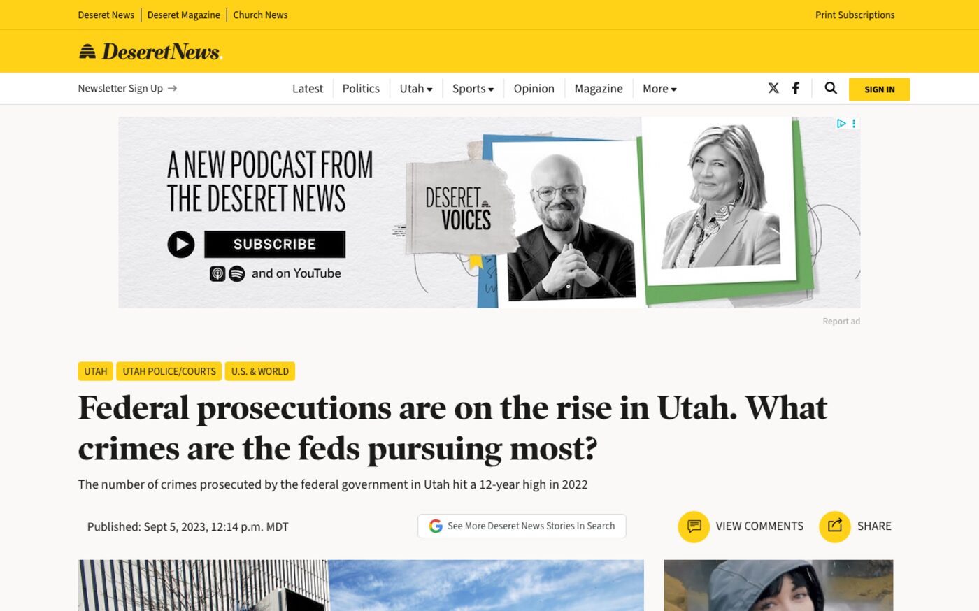 Federal prosecutors charging more people in Utah for guns, drugs on Deseret News