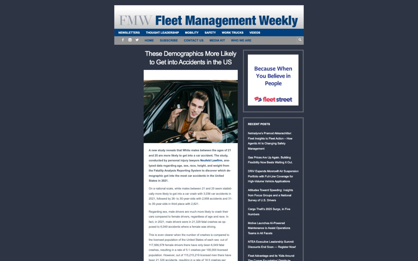 These Demographics More Likely to Get into Accidents in the US on Fleet Management Weekly