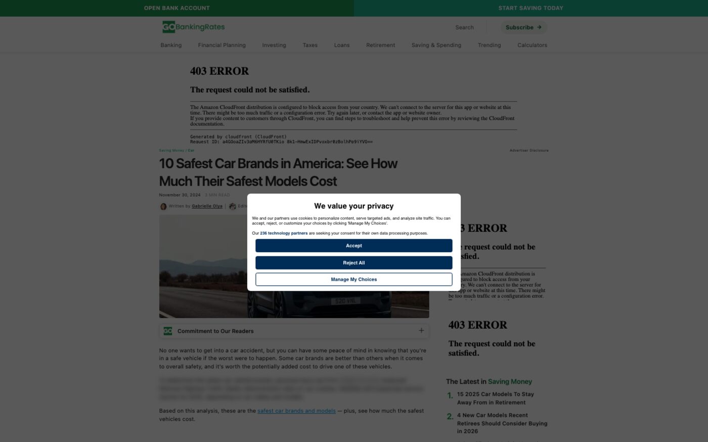 10 Safest Car Brands in America: See How Much Their Safest Models Cost on GOBankingRates