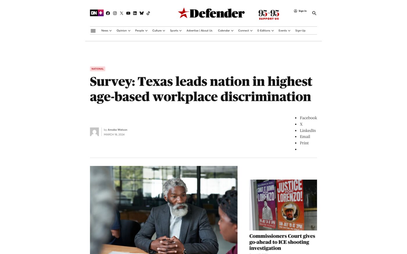 Survey: Texas tops list for age on Houston Defender