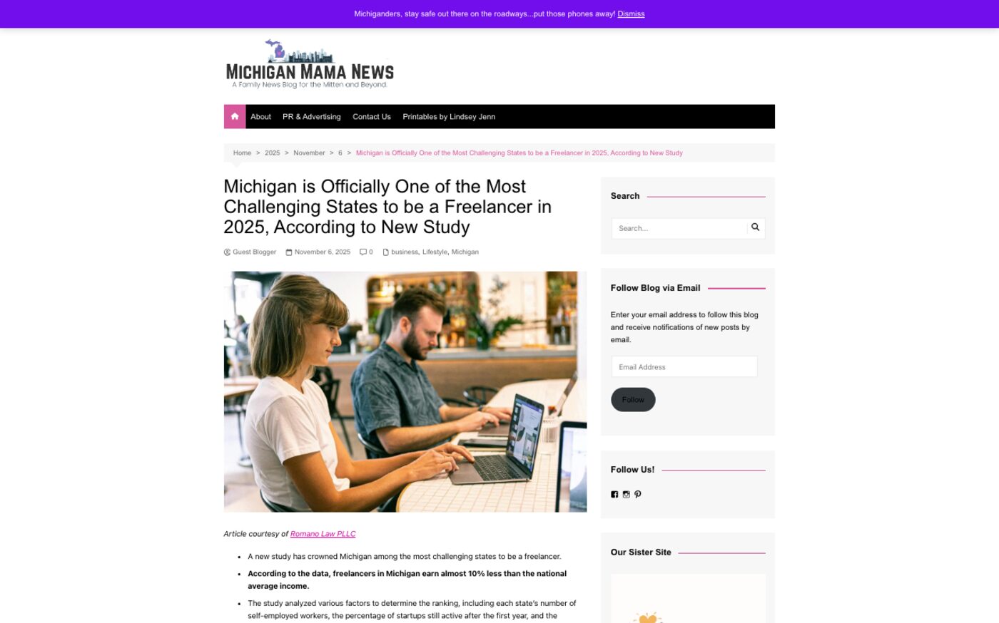 Michigan is Officially One of the Most Challenging States to be a Freelancer in 2025, According to New Study on Michigan Mama News