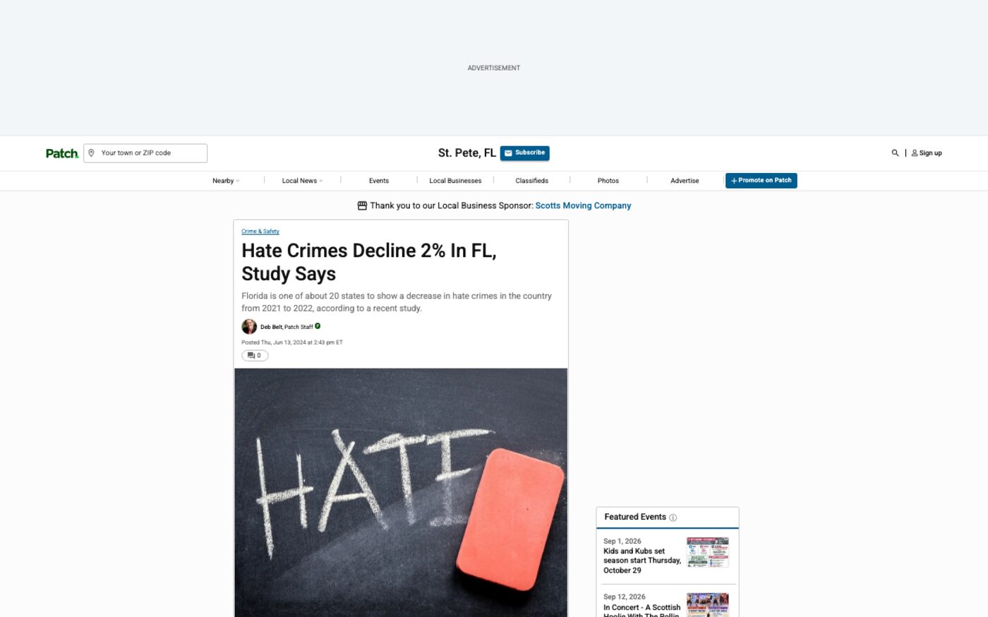 Hate Crimes Decline 2% In FL, Study Says on Patch