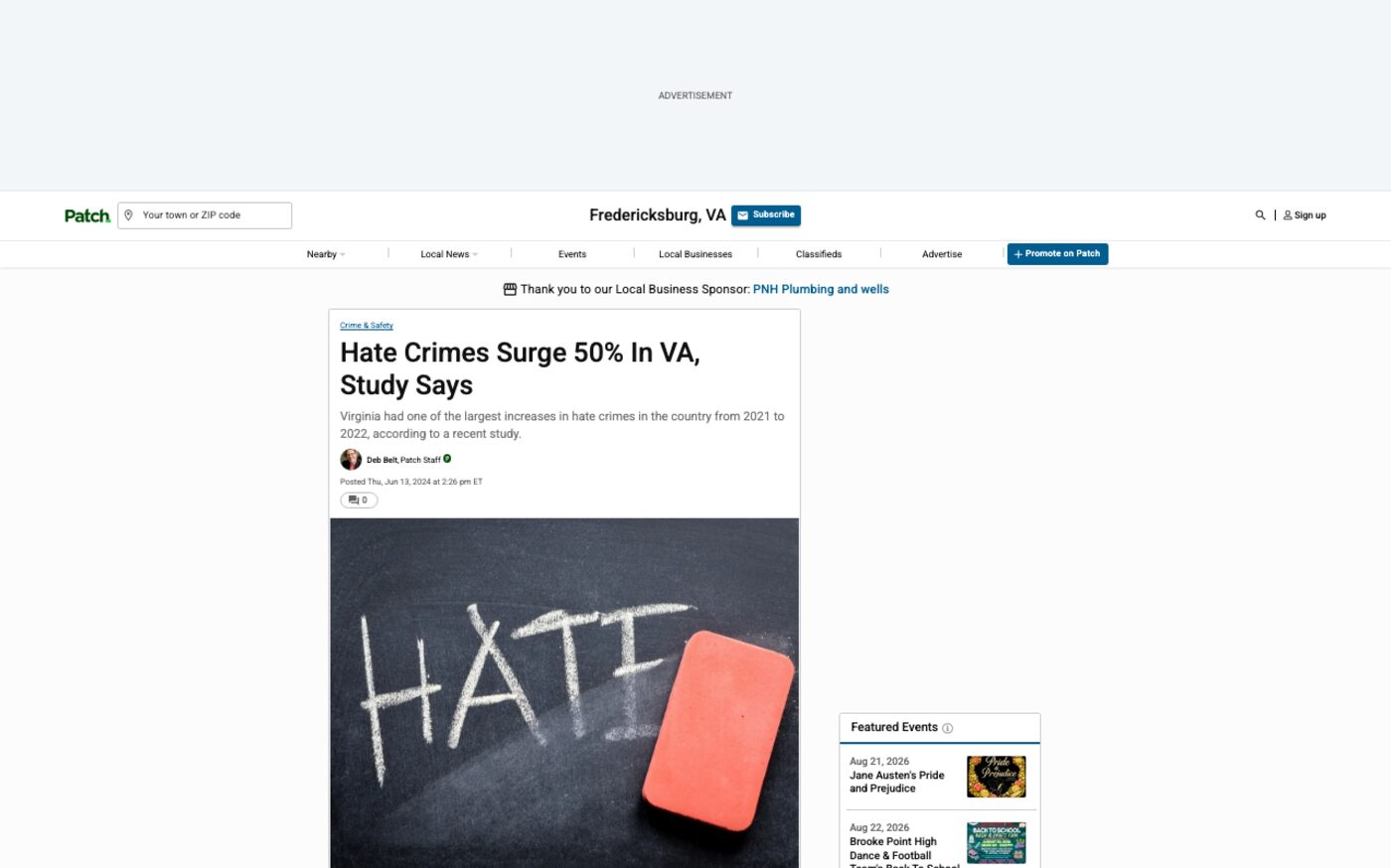 Hate Crimes Surge 50% In VA, Study Says on Patch