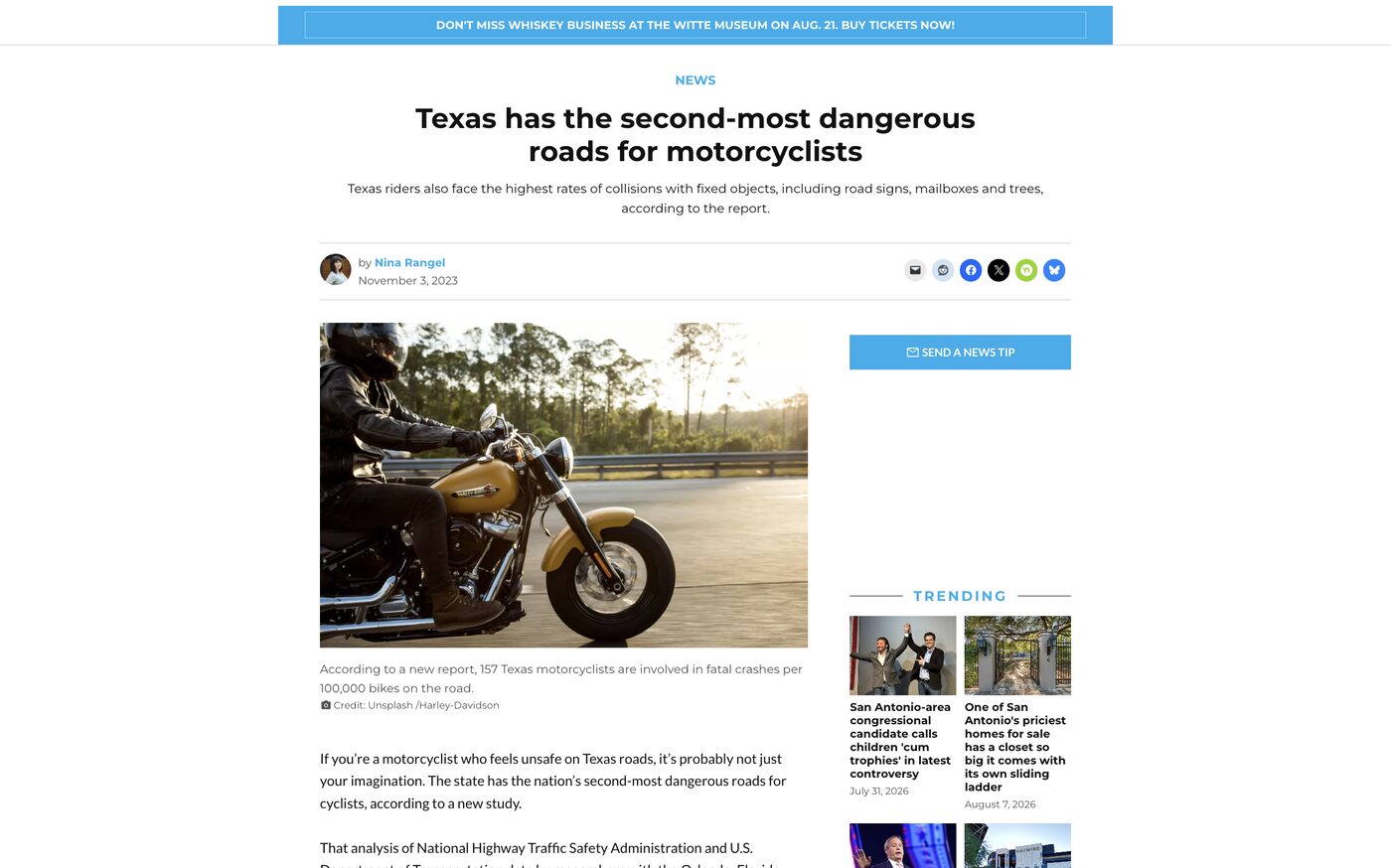 Texas Has the Second Most Dangerous Roads for Motorcyclists on San Antonio Current