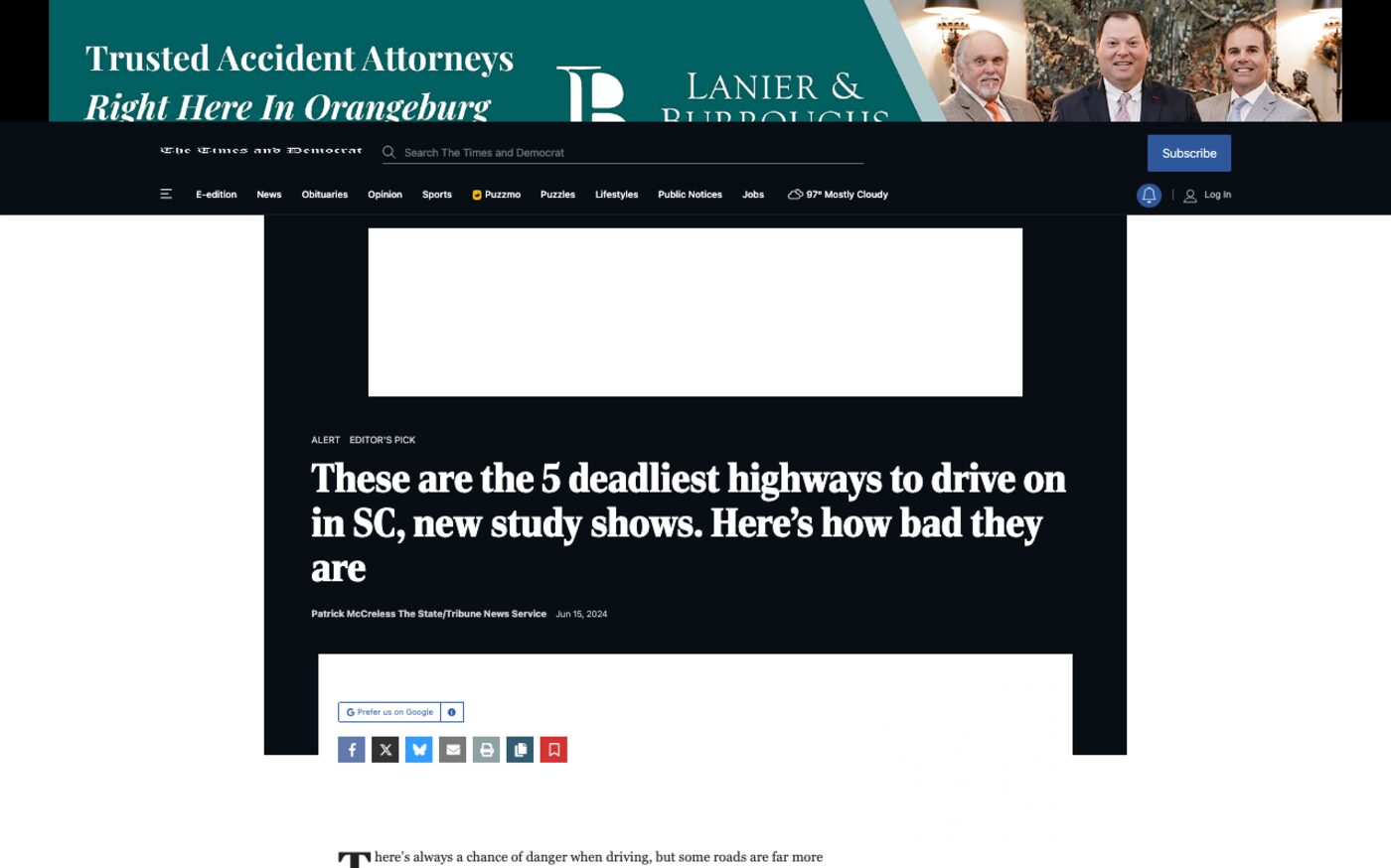 SC 6 among deadliest in state on The Times and Democrat