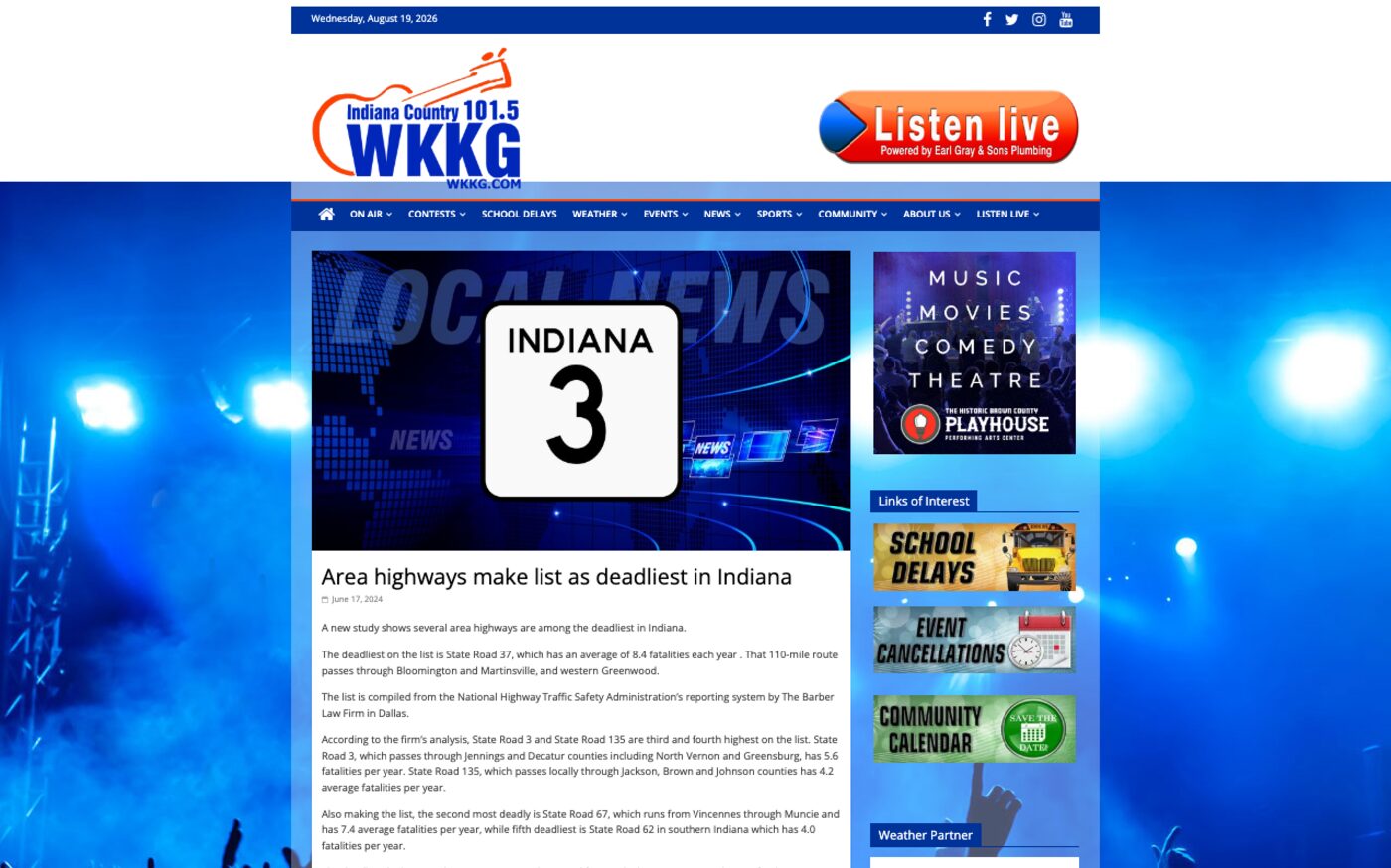 Area highways make list as deadliest in Indiana on WKKG